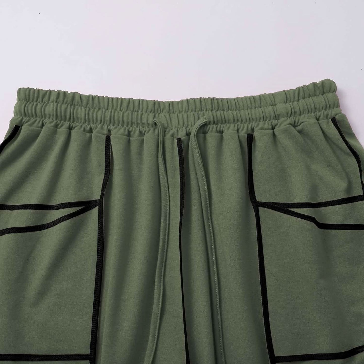 Womens Wide Leg Palazzo Pants Casual Summer High Waisted Contrast Patchwork Pants Drawstring Baggy Trousers W/Pockets