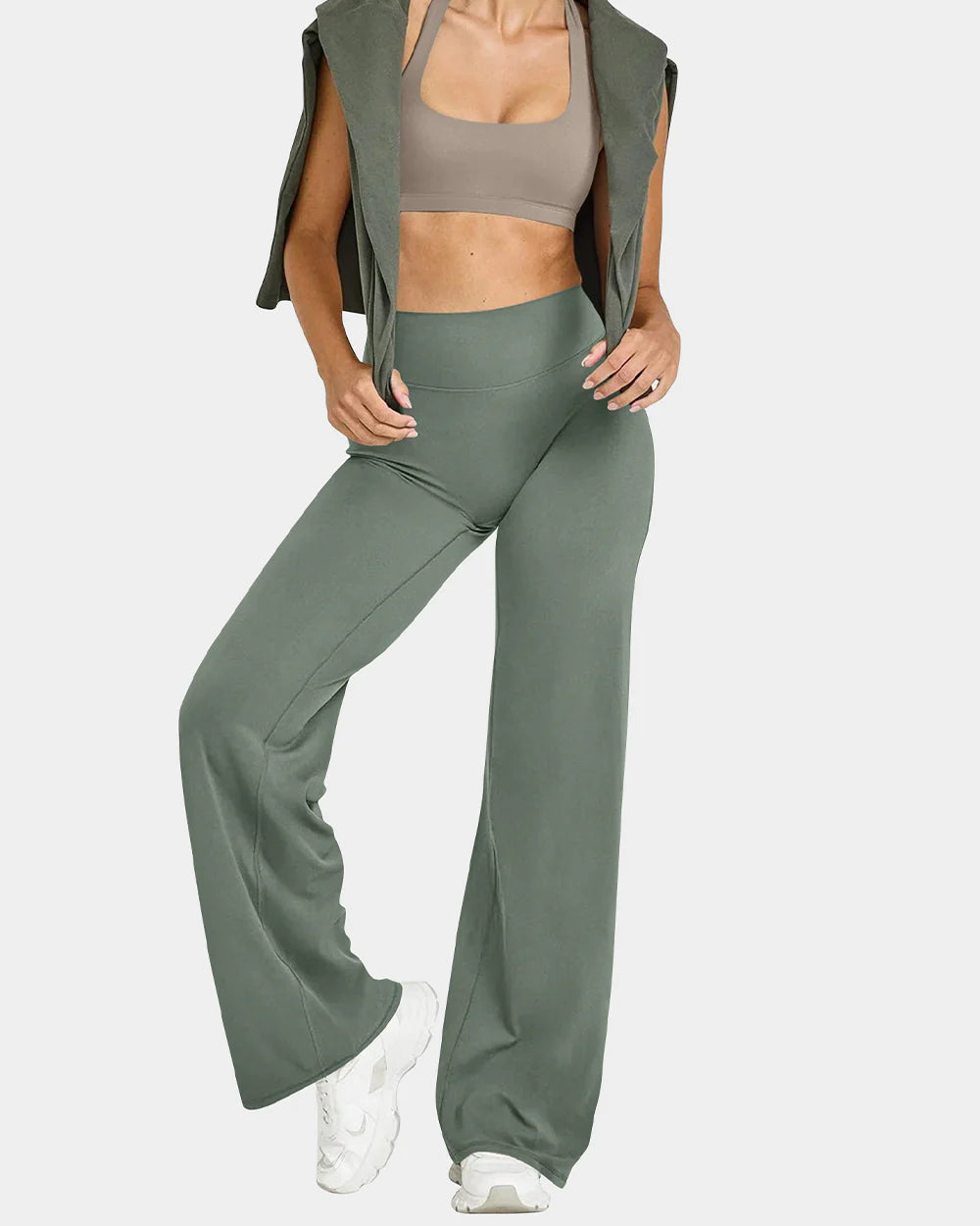 High Waist Stretch Casual Soft Straight Leg Bottoms